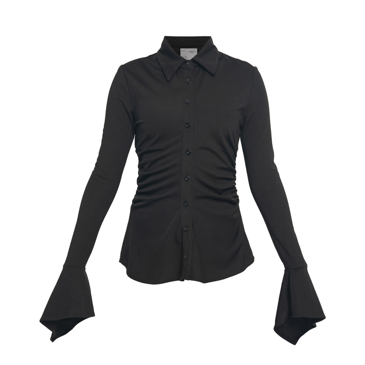 SCULPTED DRAPERY BLACK FITTED SHIRT