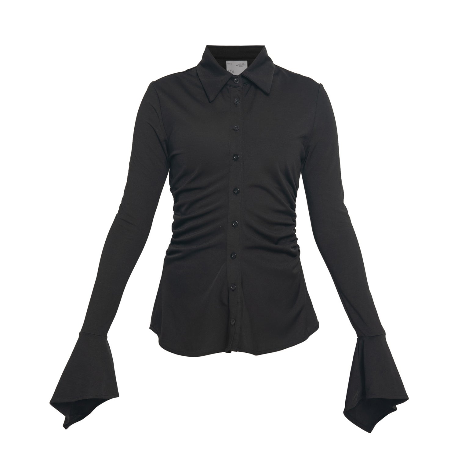 SCULPTED DRAPERY BLACK FITTED SHIRT