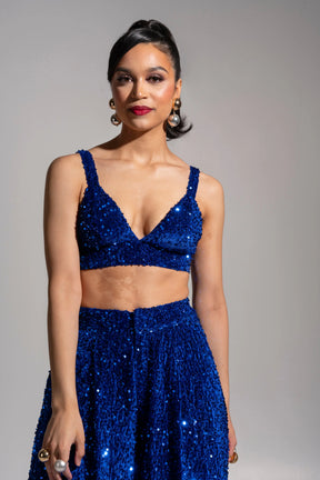 LIZA Sequin Pants in SAPPHIRE
