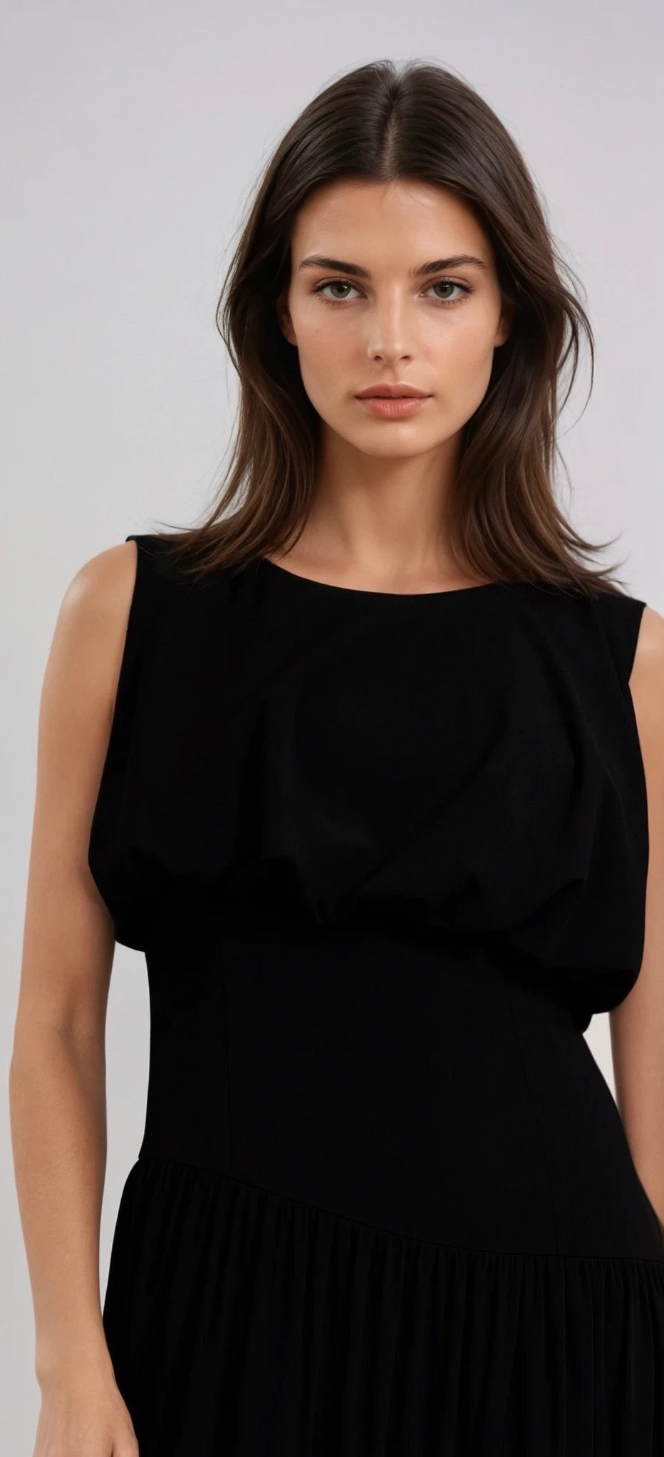 Élodie Drape Waist Crepe Gown