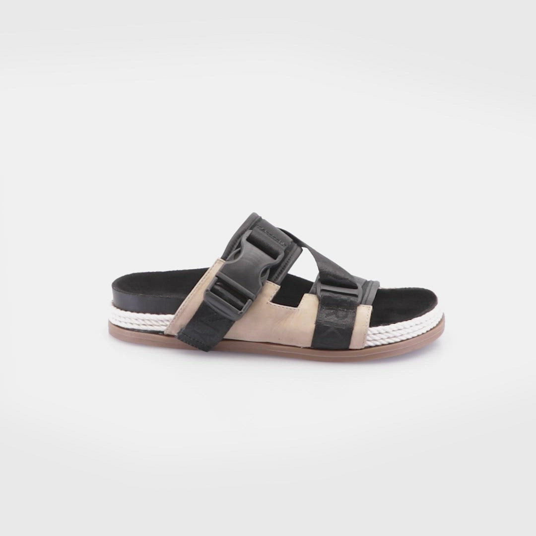 Eco-Friendly Sporty Black Flats with Comfortable Straps Lalu