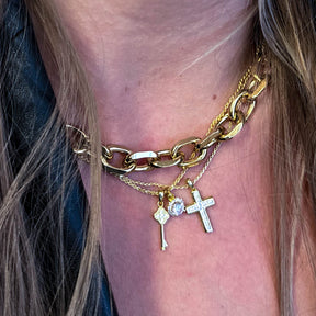 Gold Vermeil Pavé Charm Necklace