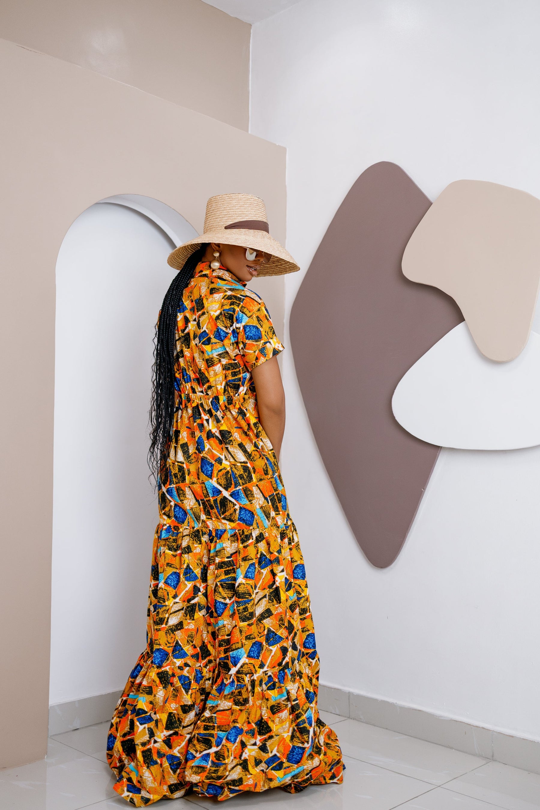 Omenana Kaftan Maxi Dress – Handmade African Ankara Elegance
