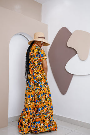 Omenana Kaftan Maxi Dress – Handmade African Ankara Elegance
