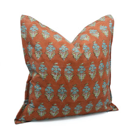 Handmade Brown Linen Blend Oxford Pillow Cover -  Mormukut