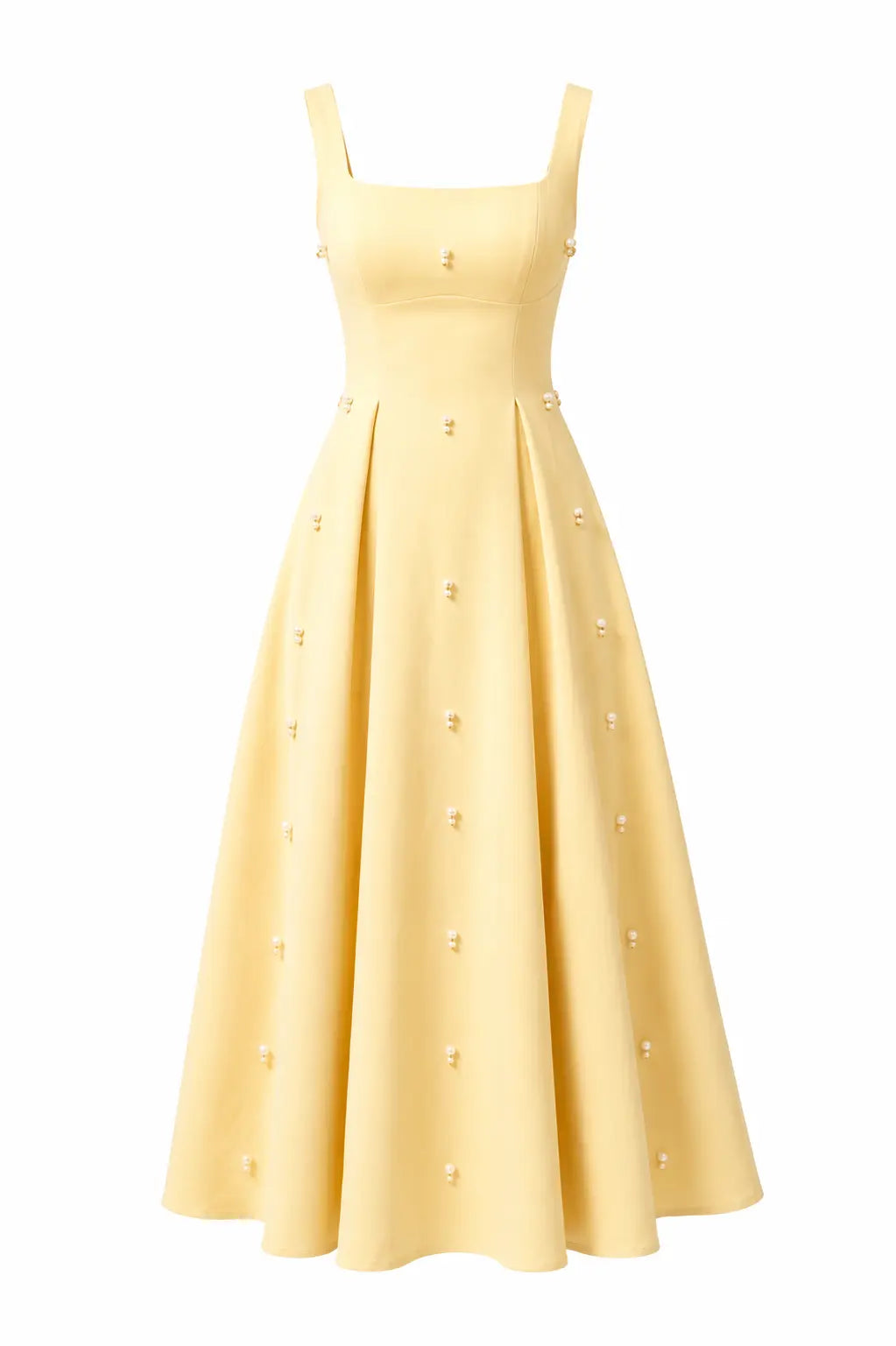 Pearl Blossom Embellished Dress – Baby Yellow