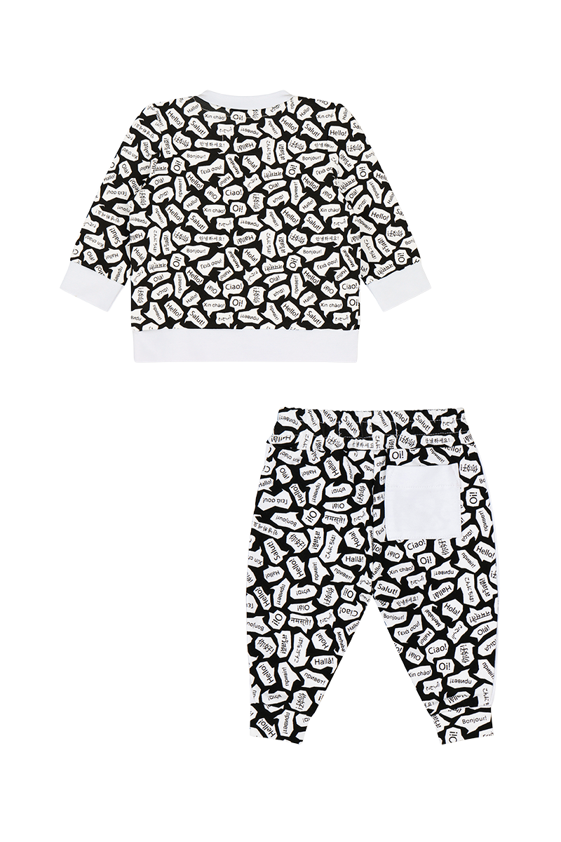 Mixed Up Clothing Baby Crewneck Sweatshirt and Jogger Pant Set Black/White/Hello