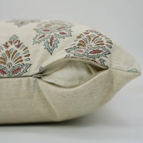 Handcraft Block Print Linen Blend Cushion Cover - Samrat