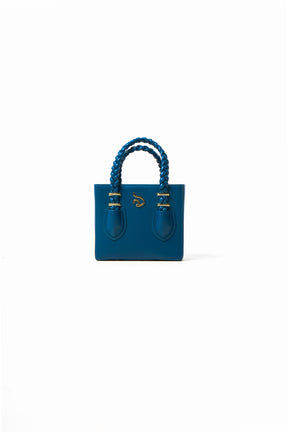 'Funmi' Blue Boxy Tote With Gold Hardware