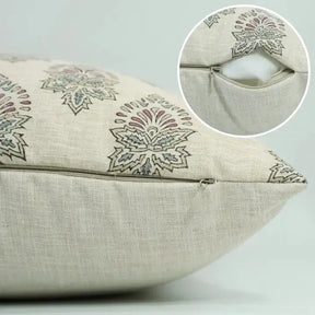 Hand Crafted Block Print Linen Blend Cushion Cover -Samrat