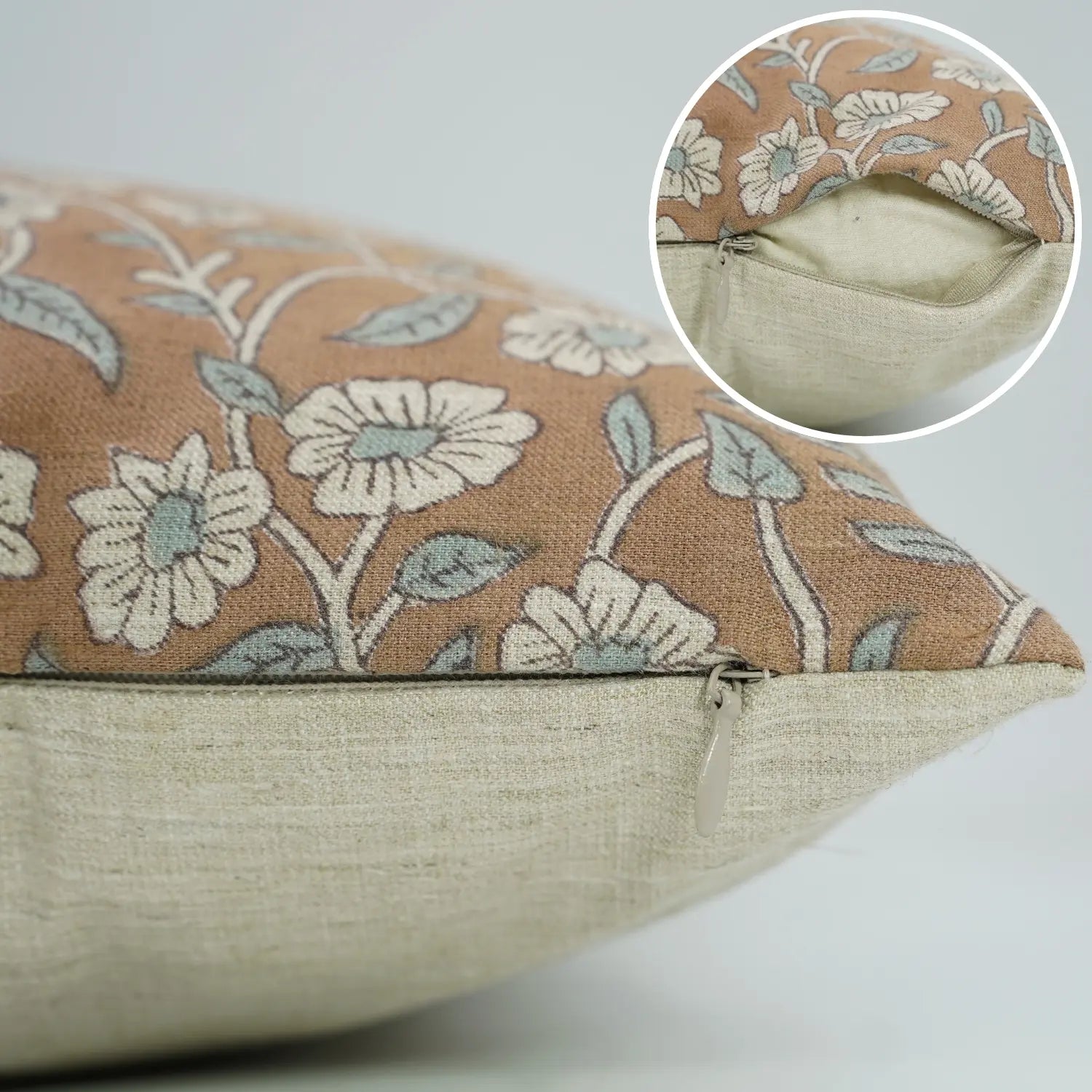 Haridwar Artistic Floral Block Printed Pillow Cover