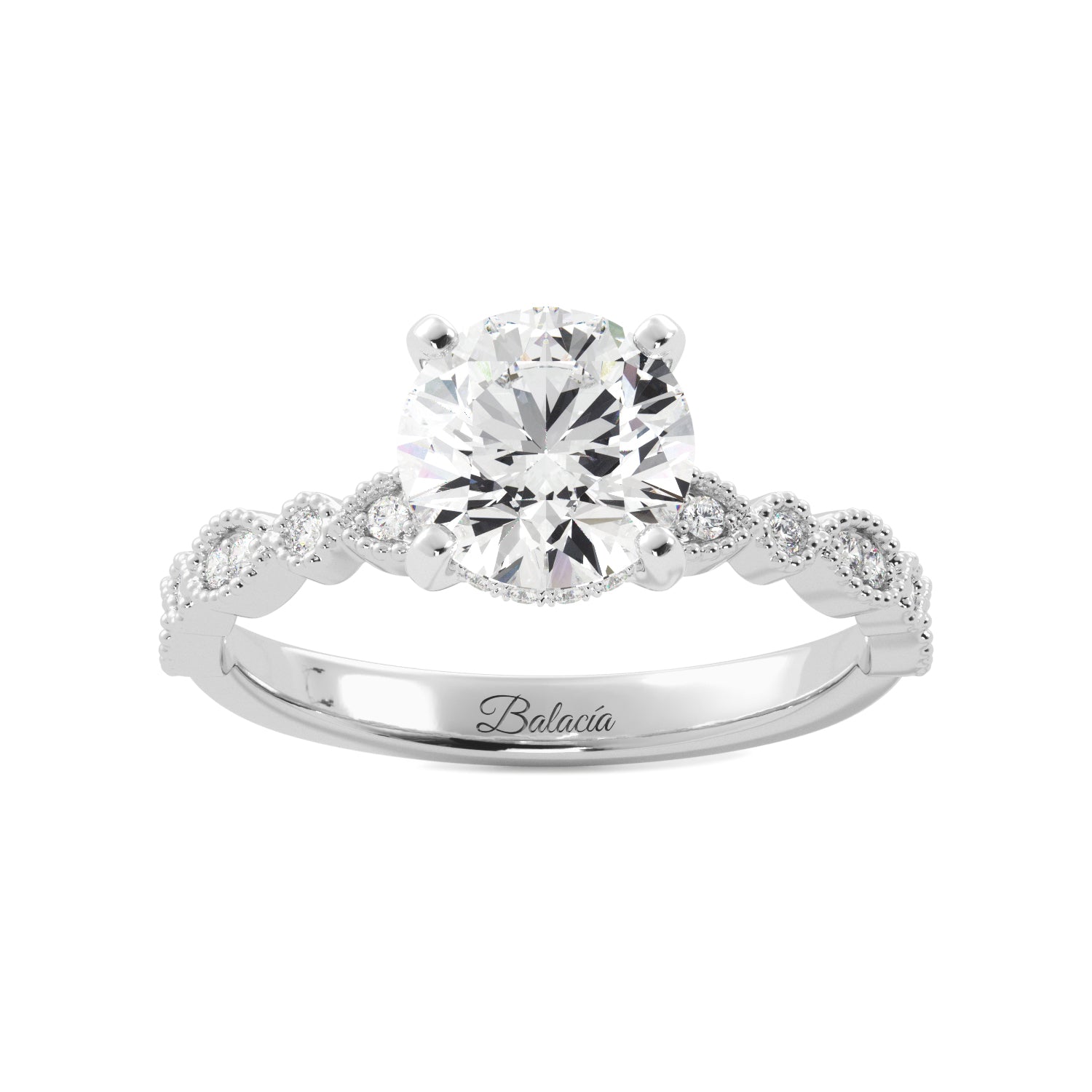 Natural Diamond Hidden Halo Platinum Engagement Ring