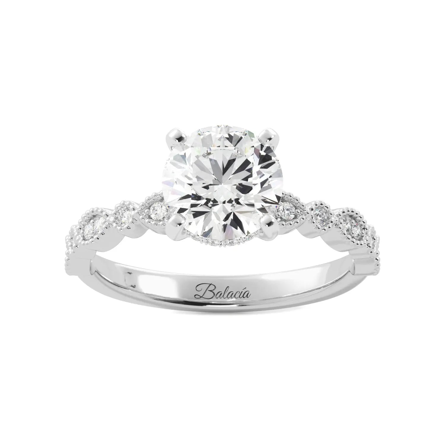 Natural Diamond Hidden Halo Platinum Engagement Ring