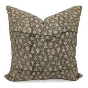 Block Print Thick Linen Designer Cushion Cover-Tulsi Buti