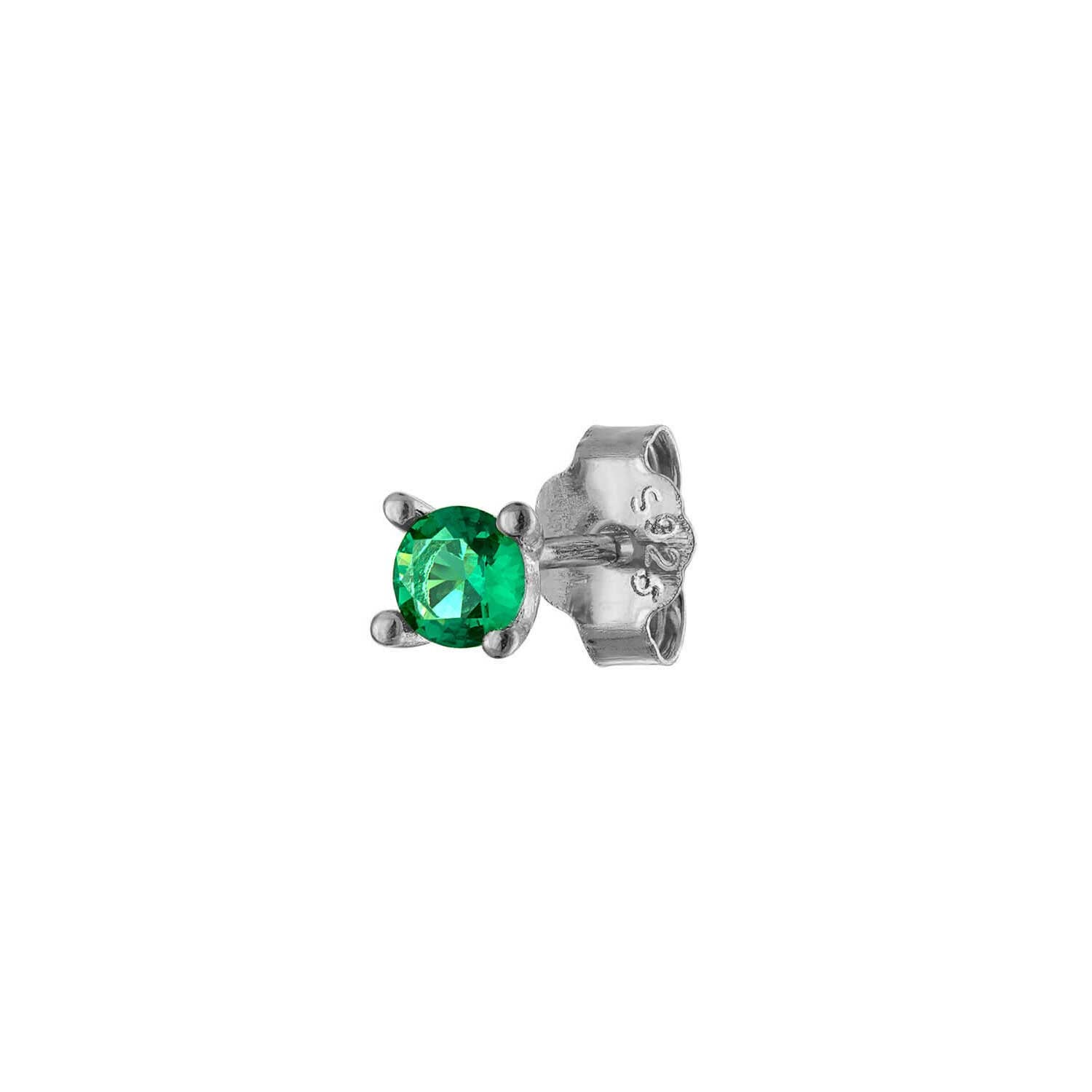 Single Round Green Stud Earring