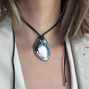 Bold Sculptural Silver Cord Necklace