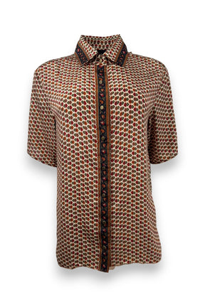 Embossed Botanical Short Sleeve Crepe Shirt