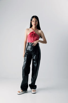 VAY BLACK FAUX LEATHER PANTS