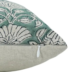 Bohemian Floral Handmade Block Print Boho Pure Linen Pillow Cover- Ulta Kamal