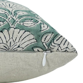 Bohemian Floral Handmade Block Print Boho Pure Linen Pillow Cover- Ulta Kamal