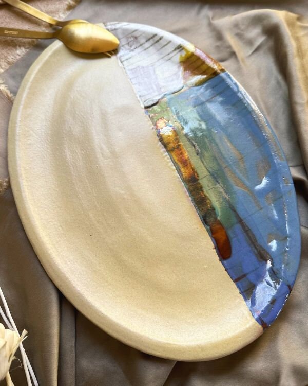 Abstract Blonde Serving Platter