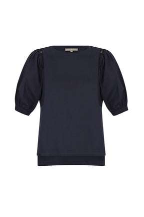 Jamie Textured Cotton Top | Navy