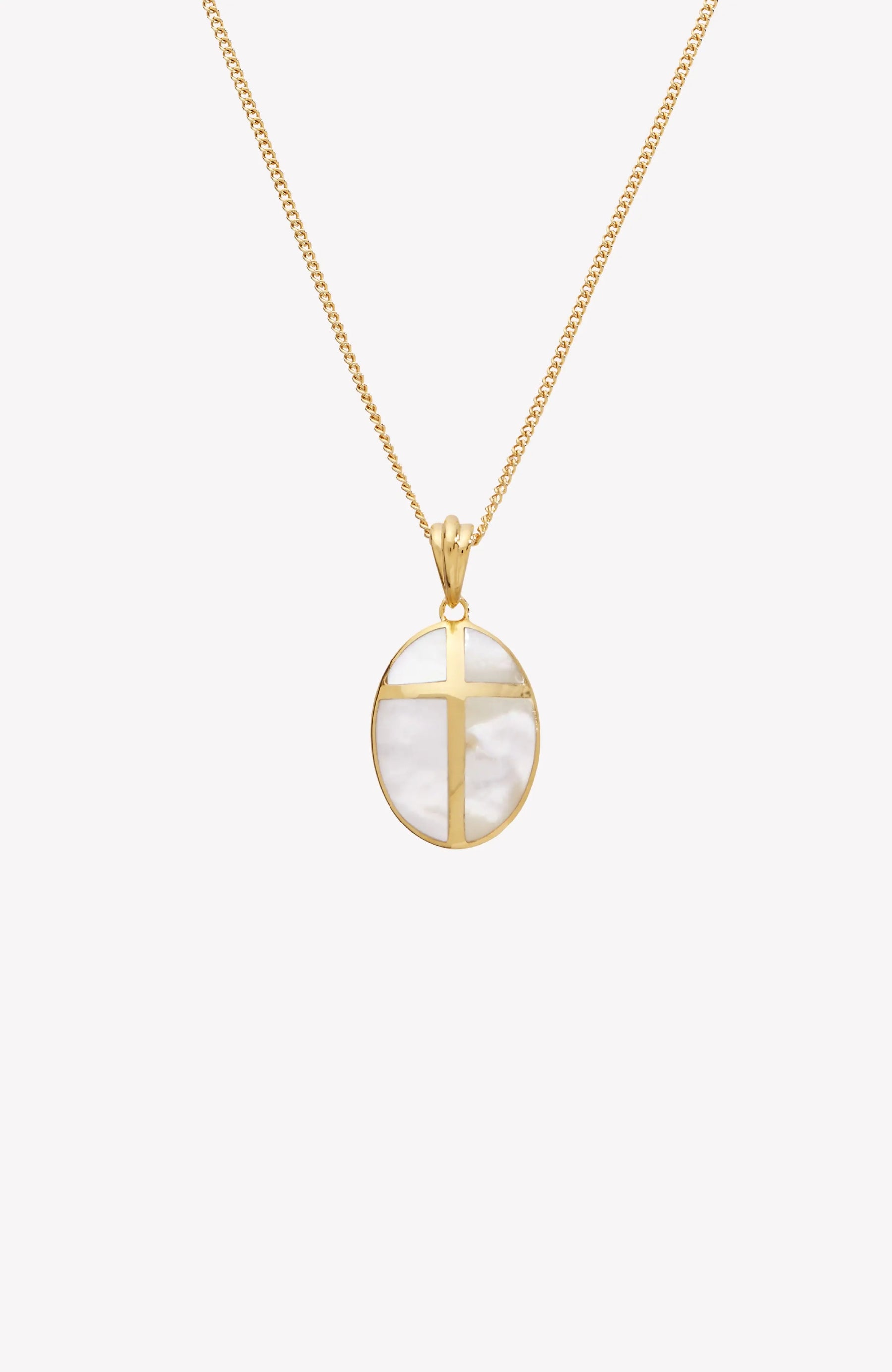 Mother Of Pearl Cross Pendant Necklace