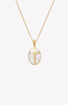 Mother Of Pearl Cross Pendant Necklace