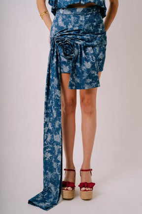 Rose Denim Mini Skirt