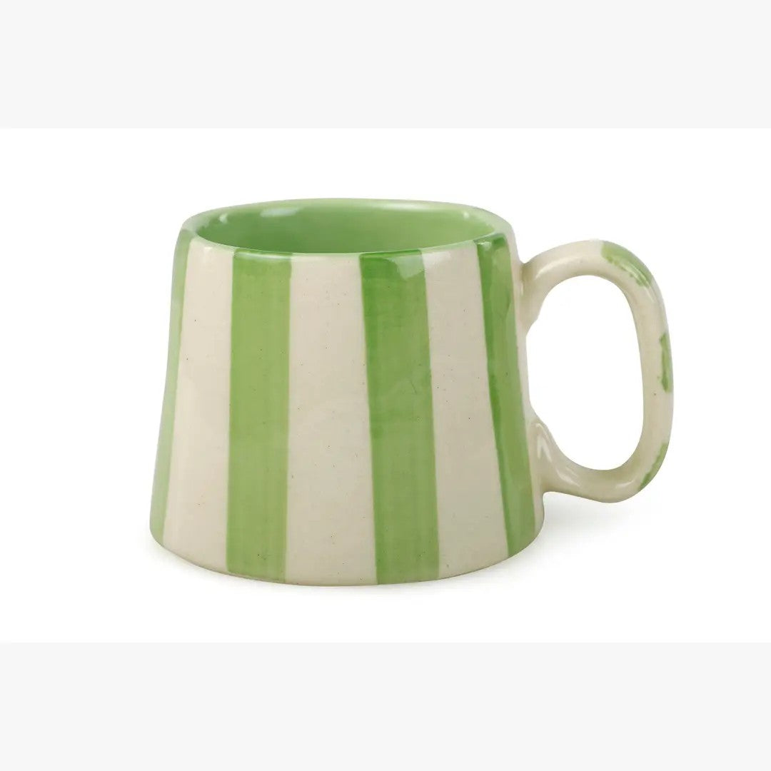 Ceramic Striped  Coffee cup , Pink , Green , Dark Blue , Aqua - 220ml (Set of 2)