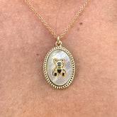 Teddy Bear Charm Gold Necklace