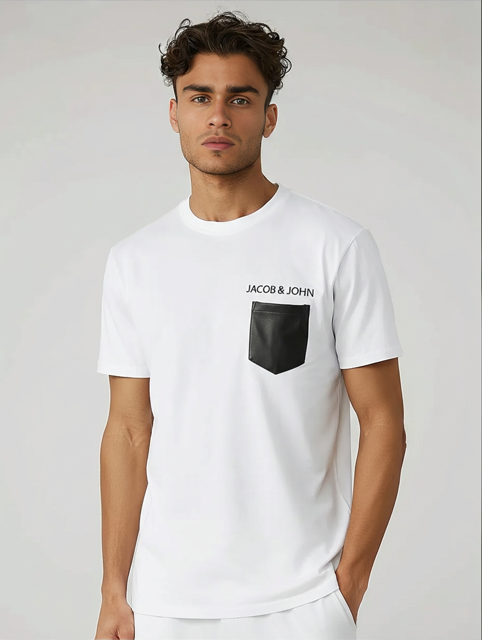 White Leather Pocket Shirt