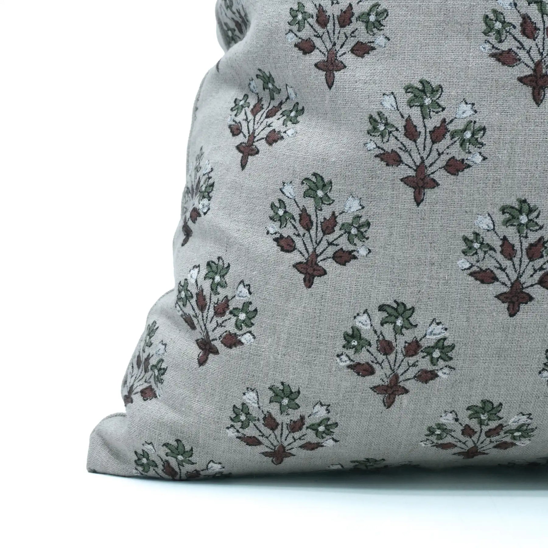 Boho Flower Hand Block Print Pure Linen Pillow Cover - Diwali Flower