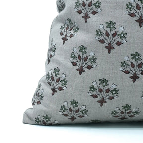 Boho Flower Hand Block Print Pure Linen Pillow Cover - Diwali Flower