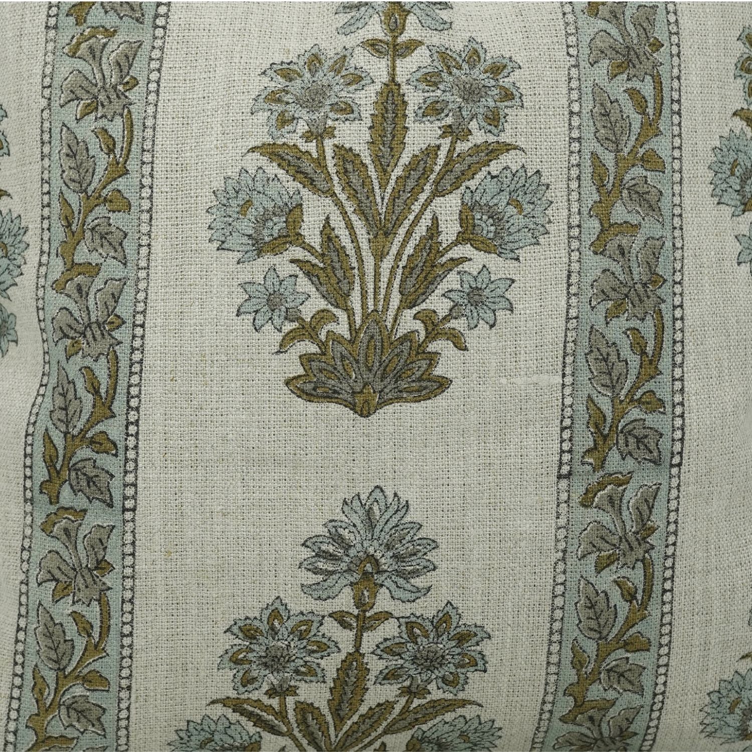 Block Print Boho Thick Linen Pillow Cover- Morpankh Border