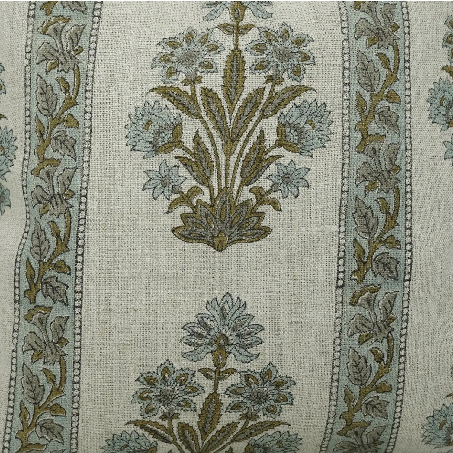 Block Print Boho Thick Linen Pillow Cover- Morpankh Border