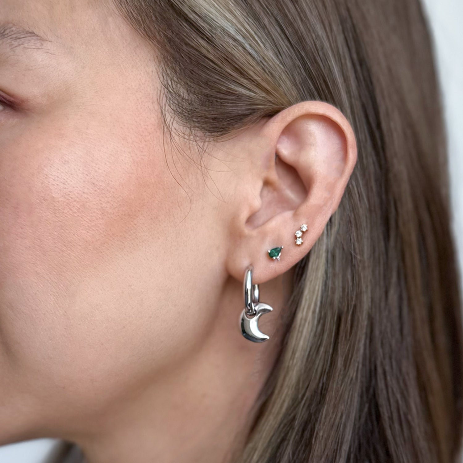 Moon Huggies Removable Charm Earring