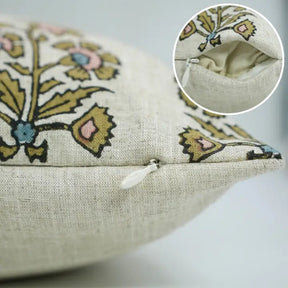 Crafted Hand Block Printed Design Viscose Linen Pillow Cover - Sadabahar