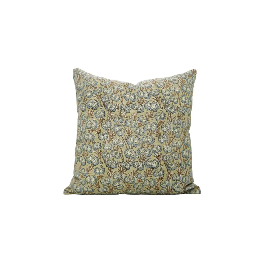 Home Decorative Hand Block Print Viscose Linen Pillow Cover- Heartvine