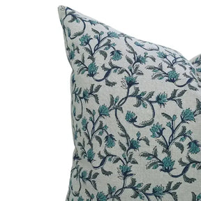 Floral Hand Block Print Boho Pure Linen Pillow Cover- Pushp Varsha