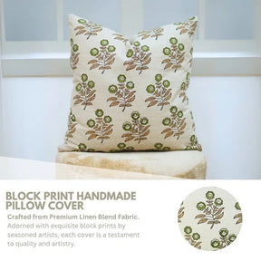 Home Decor Block Design Linen Blend Piillow Cover  - Neha
