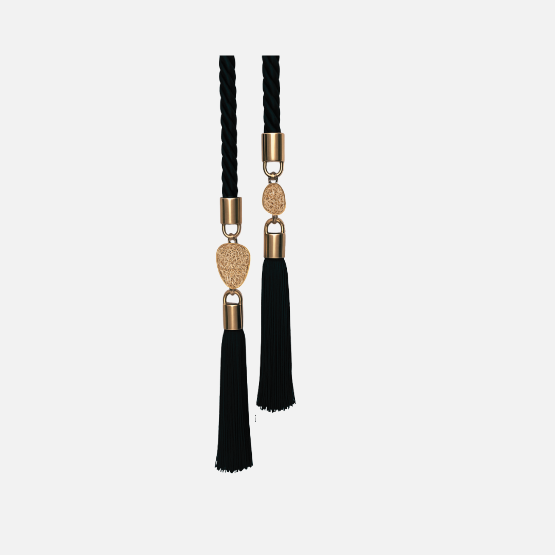 Silk Tassel Rope Belt with Gold Charms