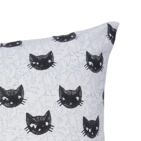 Decorative Handmade Block Print Thick Cotton White Pillow Cover - Kitty