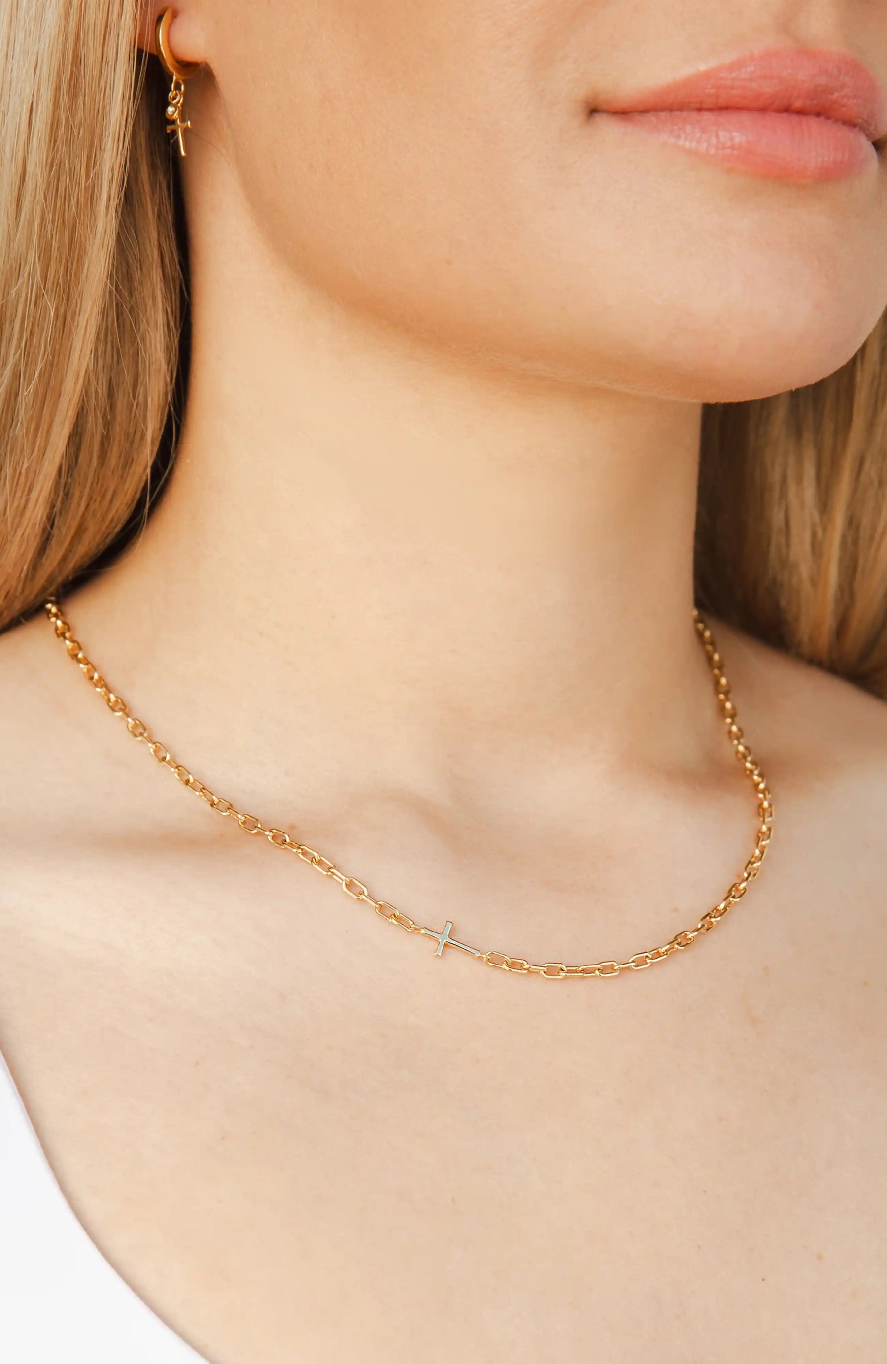 Mini Chain Breaker Cross Necklace