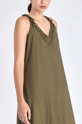 Blake Ruffle Detail Maxi Dress | Olive
