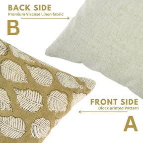 Natural Hand Blcok Print Desgin Viscose Linen Cushion Cover - Panchi