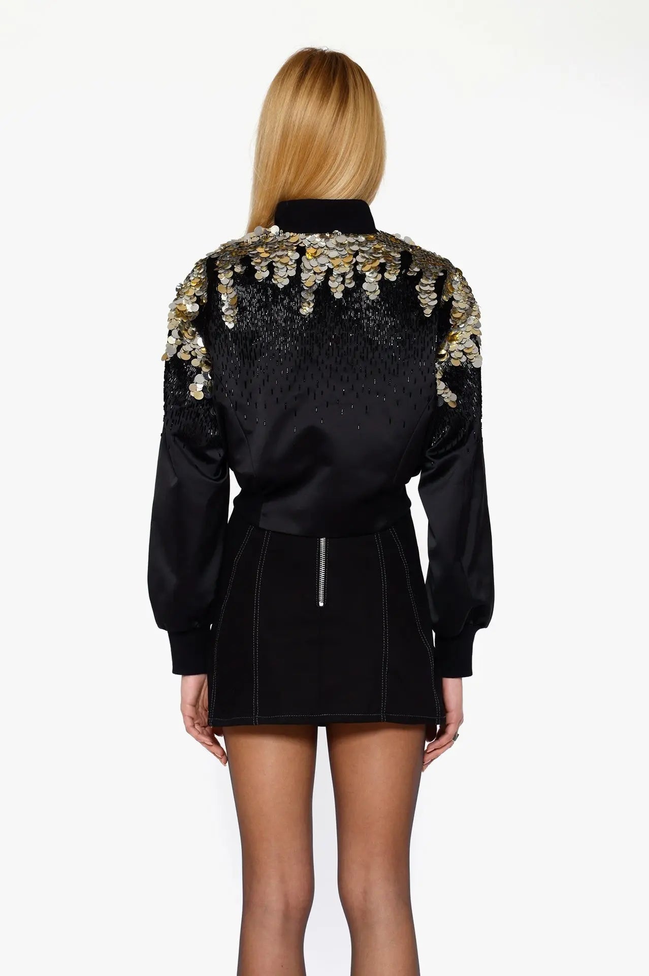 Opulent Sequin Bomber Jacket