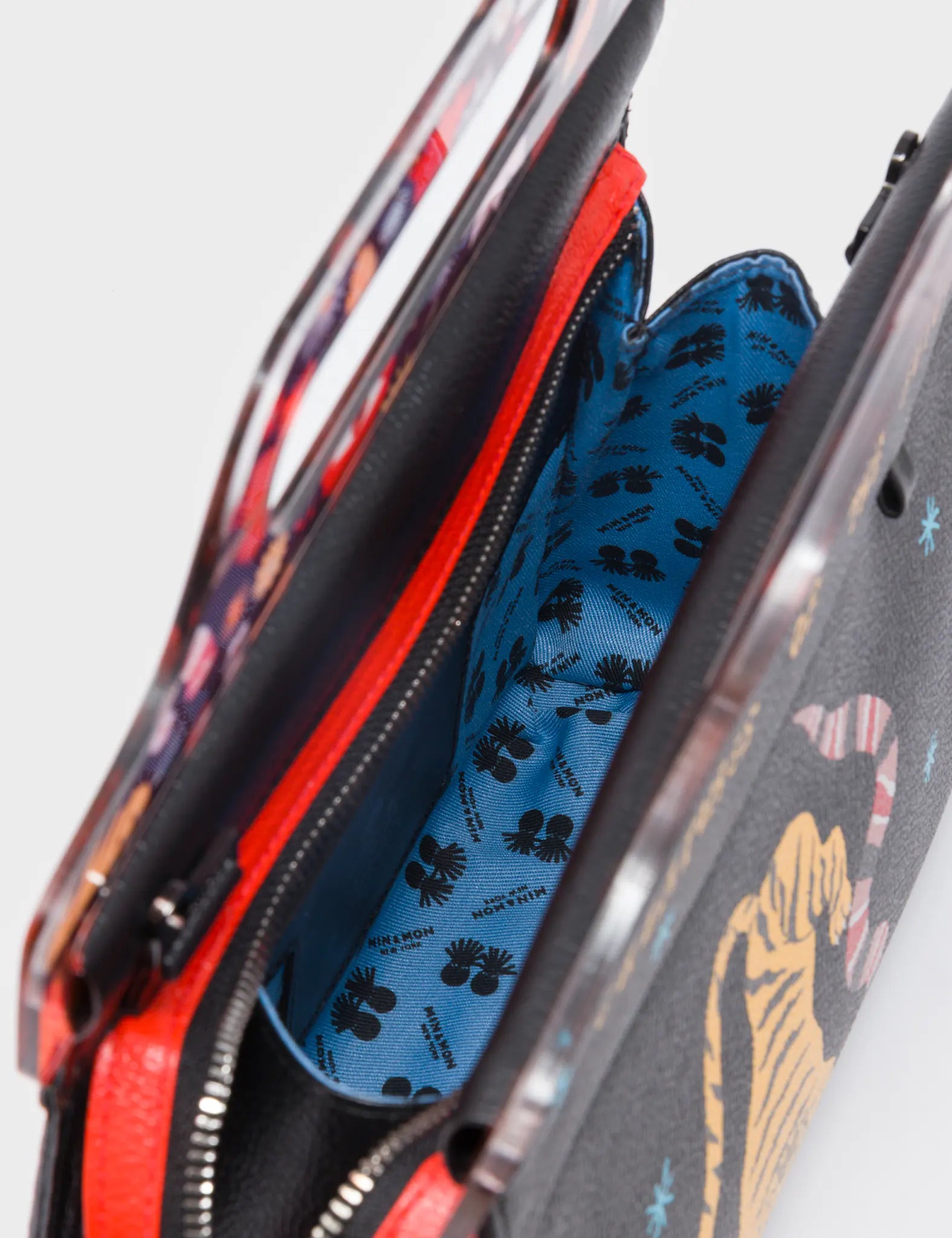 Vali Leather Crossbody Handbag Plastic Handle - Tiger And Snake Print