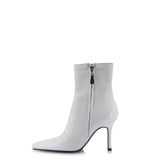 Chic White Leather Booties Kurt