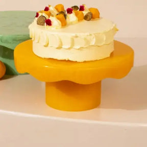 Scallop Handmade Resin Cake stand, Mustard - 9.5x4.5 Inches
